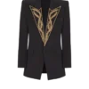 1-button jacket with embroidered collar 1-button jacket with embroidered collar