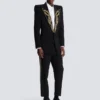 1-button jacket with embroidered collar 1-button jacket with embroidered collar
