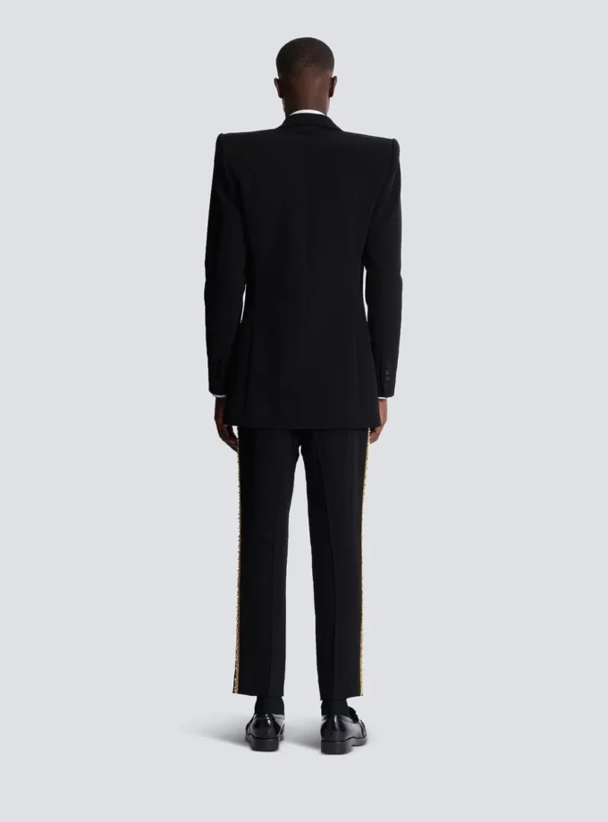 1-button jacket with embroidered collar 1-button jacket with embroidered collar