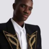 1-button jacket with embroidered collar 1-button jacket with embroidered collar