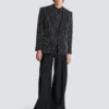 1-button wool jacket with crystal stripes 1-button wool jacket with crystal stripes