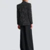 1-button wool jacket with crystal stripes 1-button wool jacket with crystal stripes