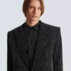 1-button wool jacket with crystal stripes 1-button wool jacket with crystal stripes