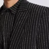 1-button wool jacket with crystal stripes 1-button wool jacket with crystal stripes