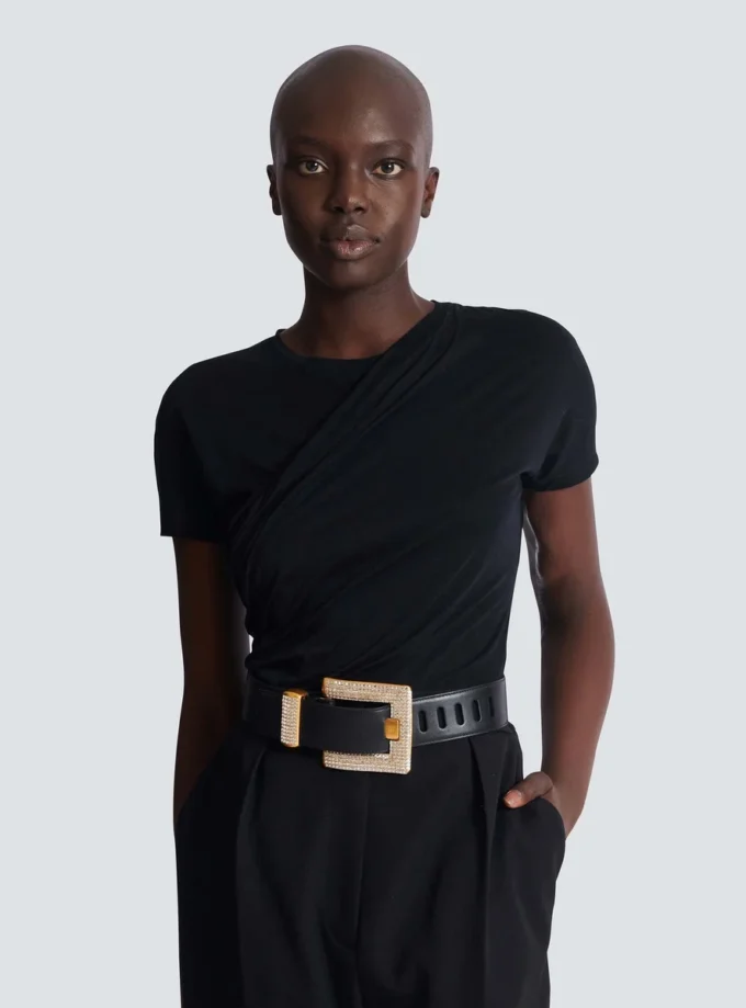 Anthem calfskin and crystal belt