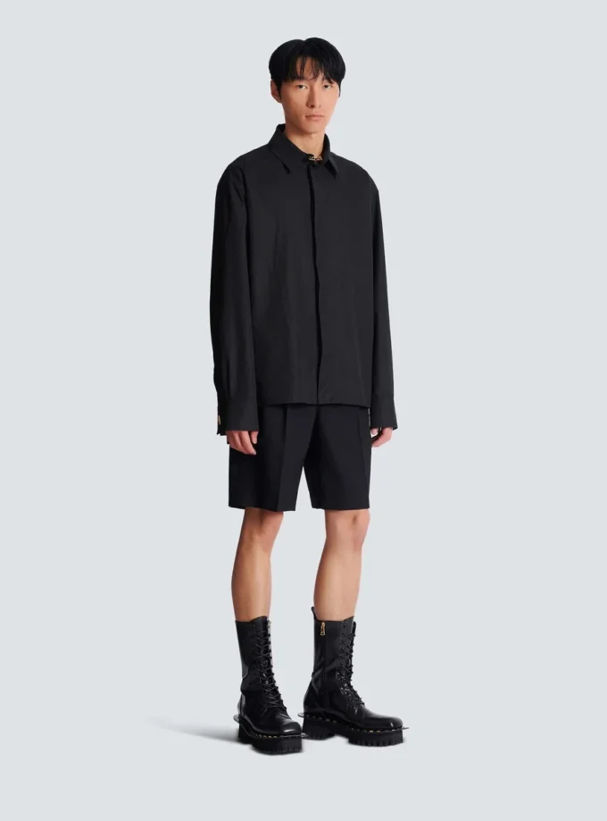 Asymmetric poplin shirt