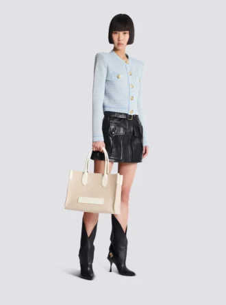 B-Army 36 monogrammed canvas jacquard and leather tote bag