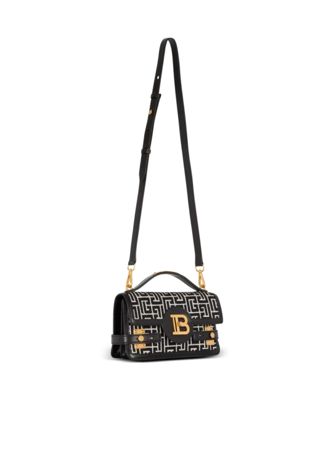 B-Buzz Shoulder 24 bag in calfskin and PB jacquard canvas B-Buzz Shoulder 24 bag in calfskin and PB jacquard canvas