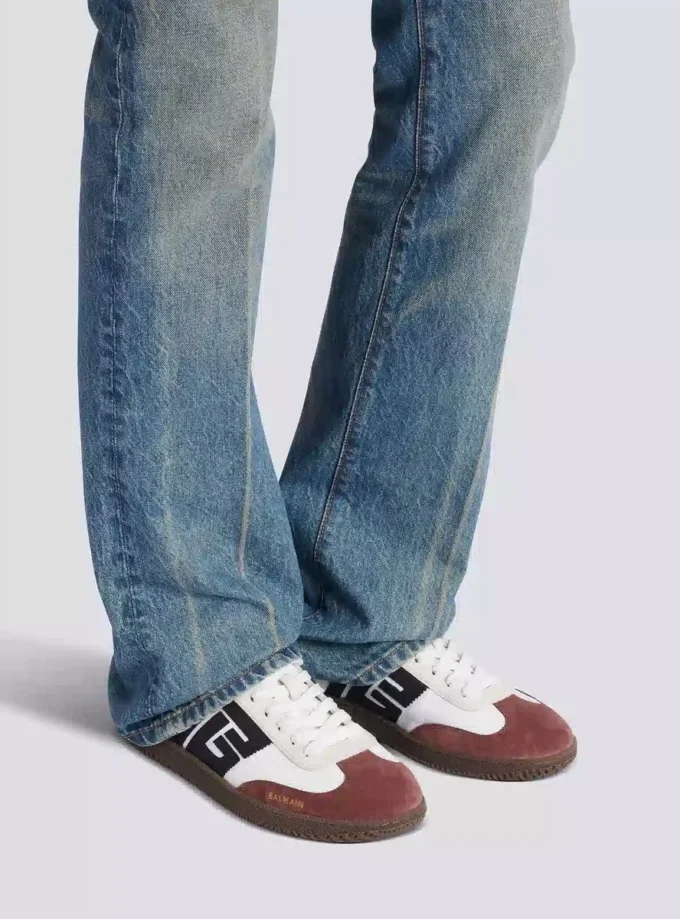 Balmain Swan suede and nylon trainers
