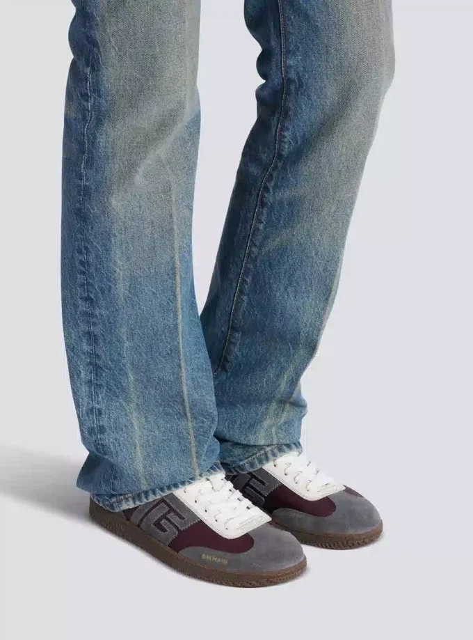 Balmain Swan suede and nylon trainers
