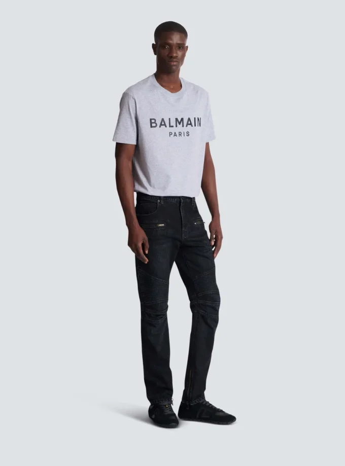 Biker jeans in black vintage denim
