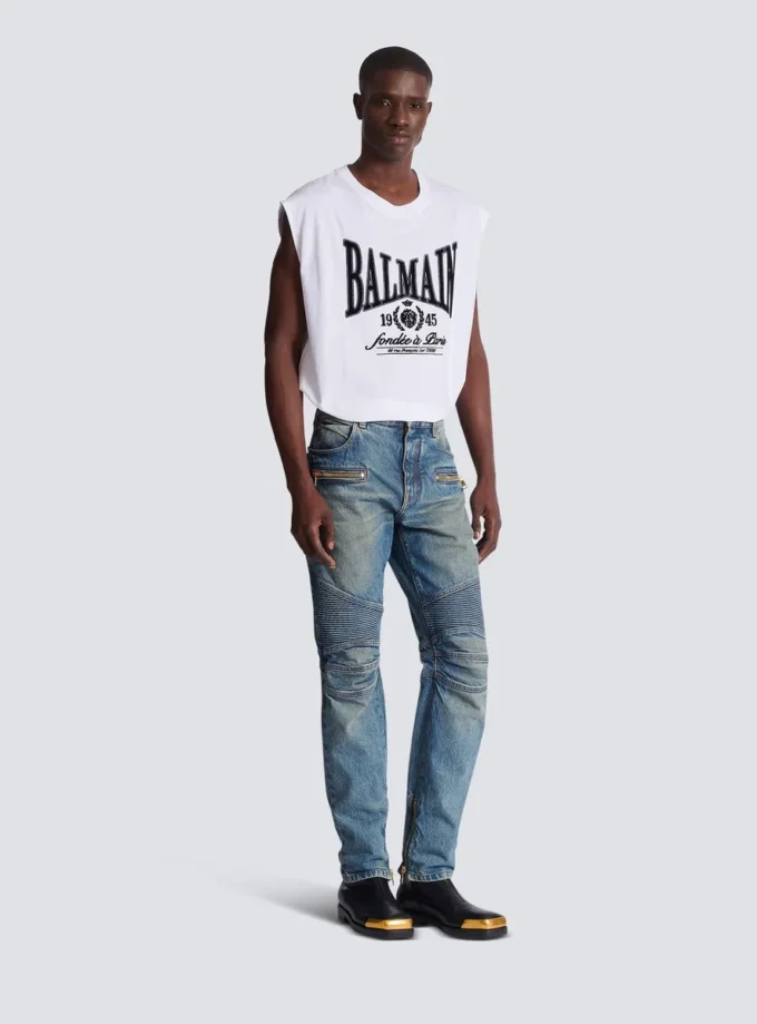 Biker jeans in vintage denim
