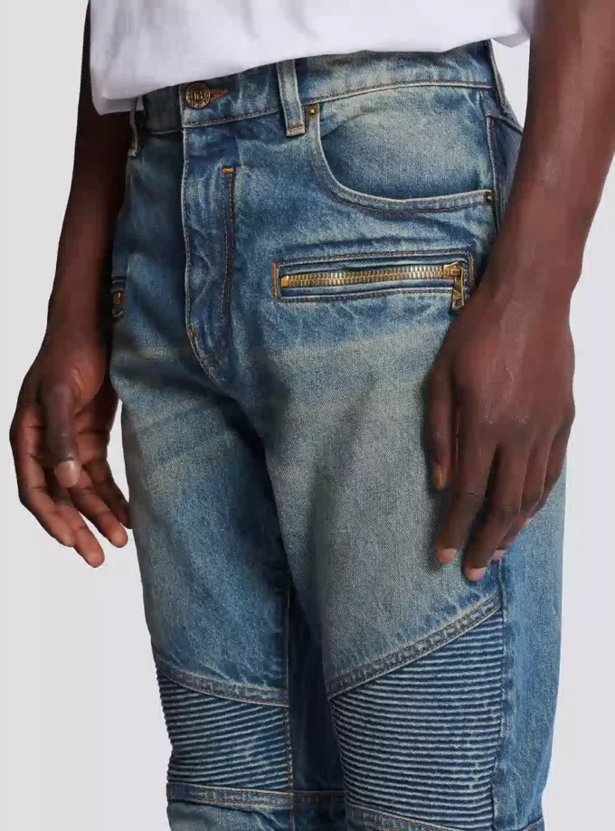 Biker jeans in vintage denim
