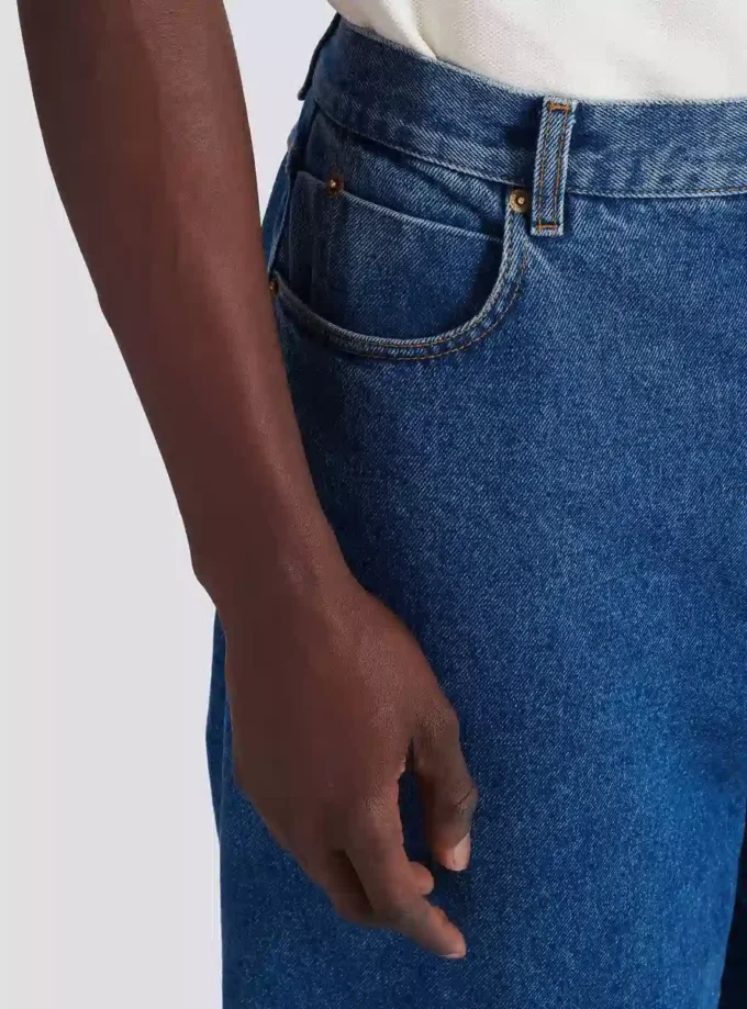 Blue denim wide-leg jeans