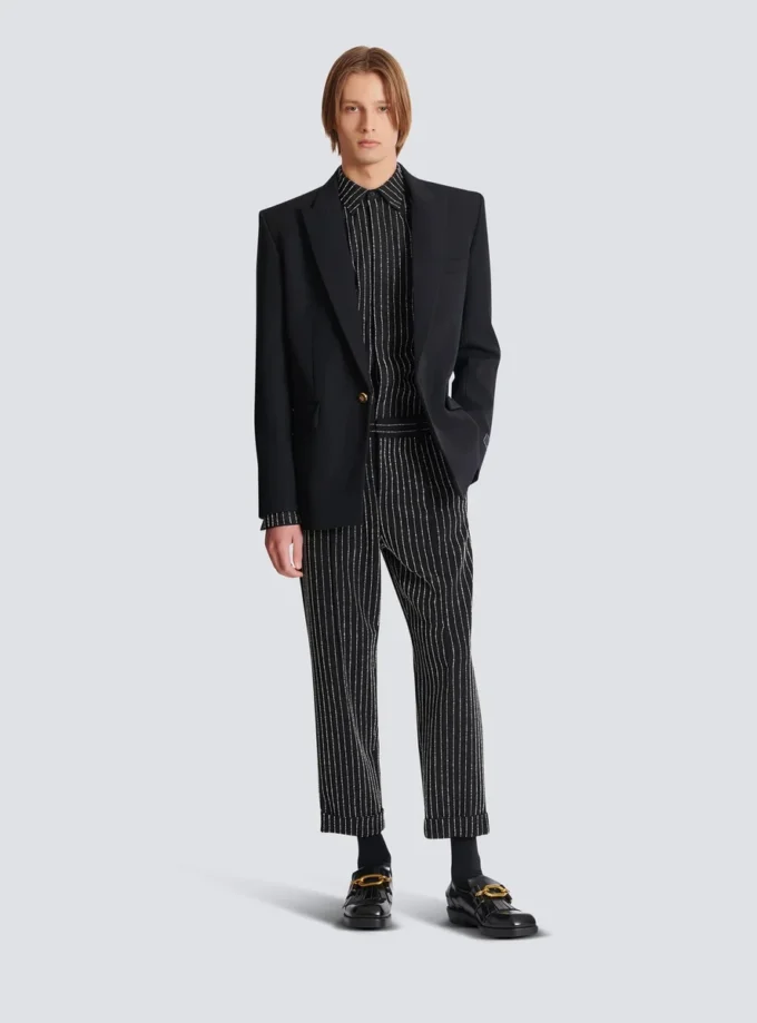 Cotton shirt with crystal stripes