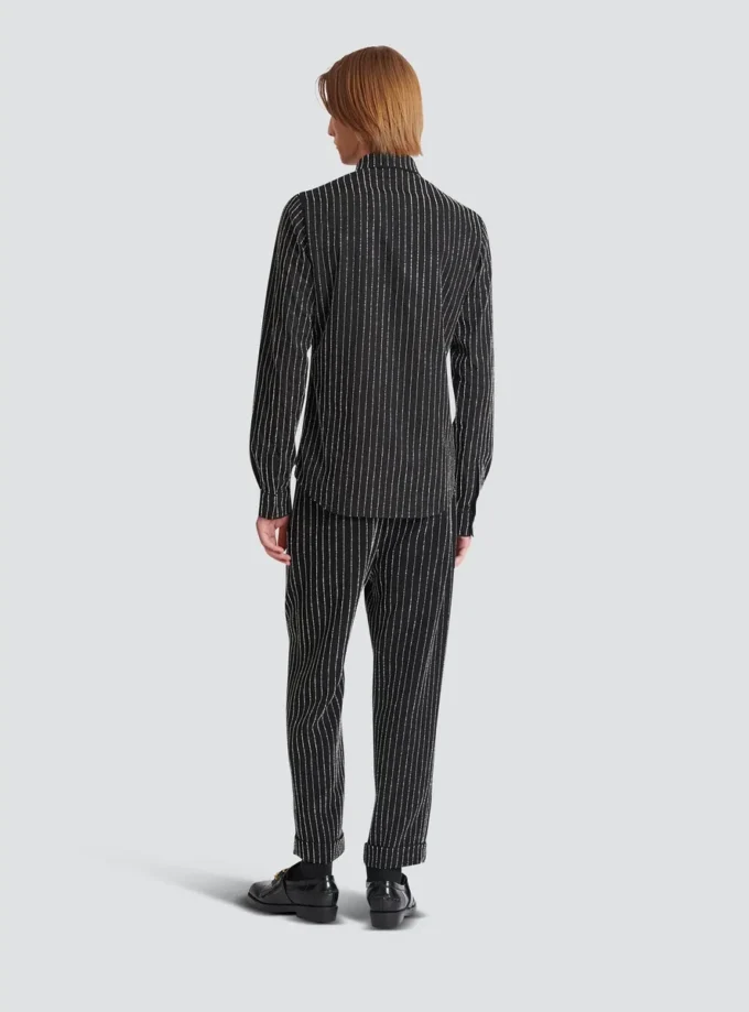 Cotton shirt with crystal stripes