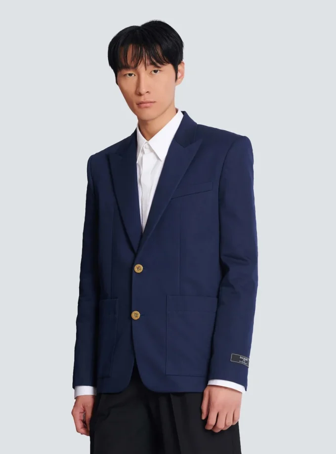 Cotton twill 2-buttons jacket