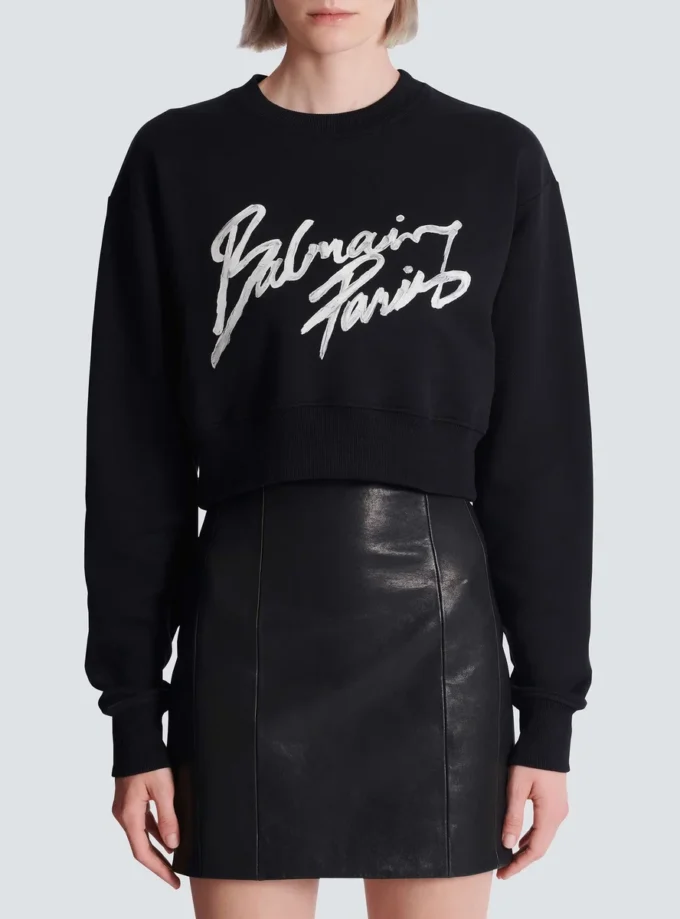 Cropped printed cotton sweatshirt Cropped printed cotton sweatshirt