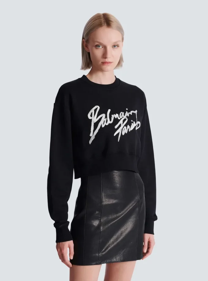 Cropped printed cotton sweatshirt Cropped printed cotton sweatshirt