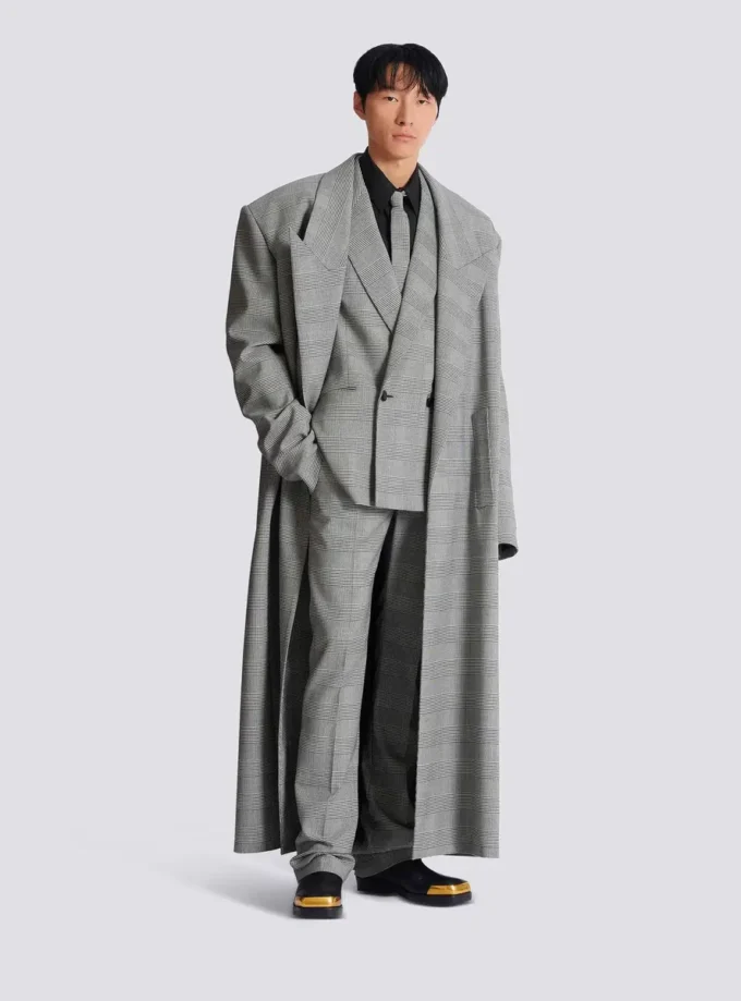 Darted trousers in Prince of Wales wool Darted trousers in Prince of Wales wool