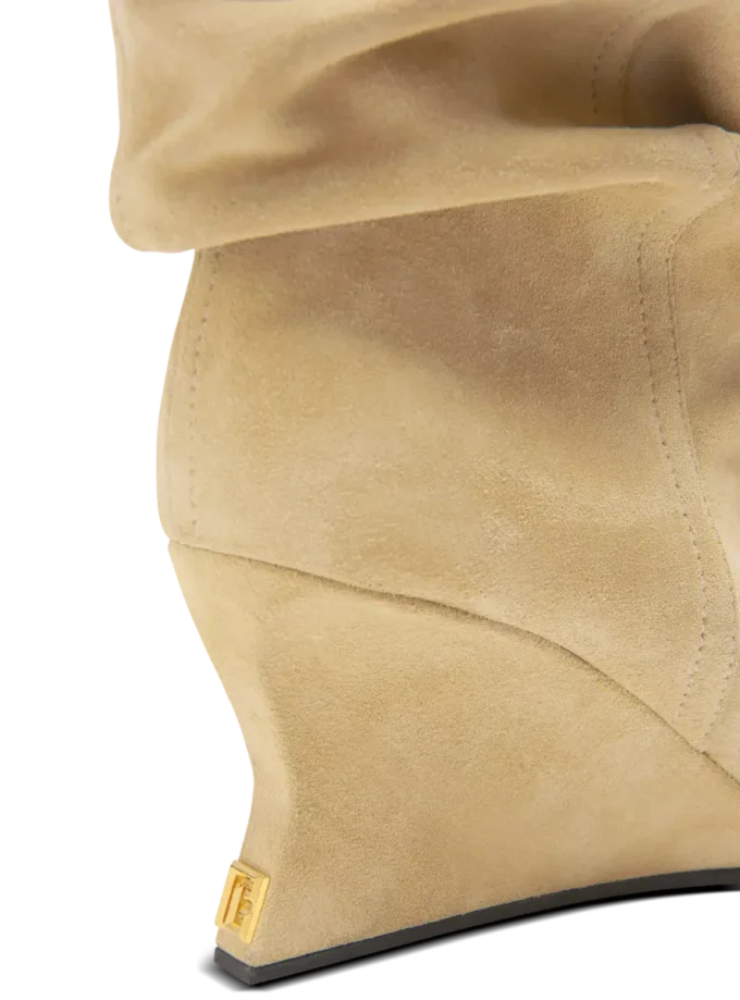 Draped suede Wedge ankle boots