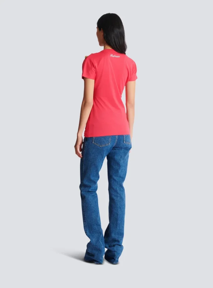 Draped T-shirt with buttons