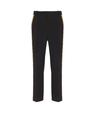 Embroidered crepe straight-leg tailored trousers Embroidered crepe straight-leg tailored trousers