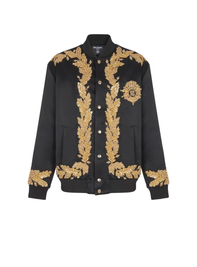 Embroidered cupro bomber jacket Embroidered cupro bomber jacket