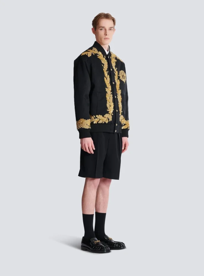 Embroidered cupro bomber jacket Embroidered cupro bomber jacket