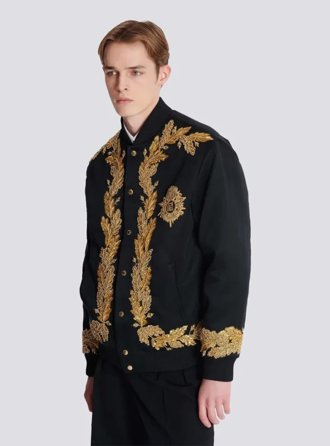Embroidered cupro bomber jacket Embroidered cupro bomber jacket
