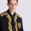 Embroidered cupro bomber jacket Embroidered cupro bomber jacket