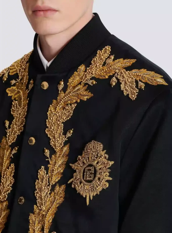 Embroidered cupro bomber jacket Embroidered cupro bomber jacket