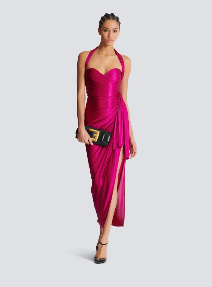 Flowing draped interlock jersey dress Flowing draped interlock jersey dress