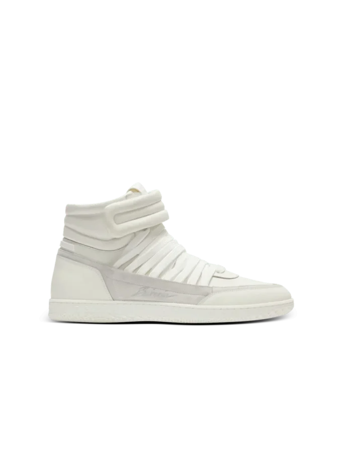 Leather Balmain Swan Mid-Top lace-up trainers