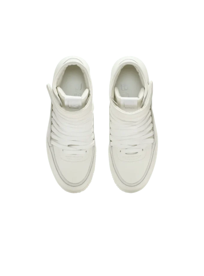 Leather Balmain Swan Mid-Top lace-up trainers