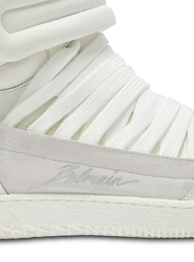 Leather Balmain Swan Mid-Top lace-up trainers