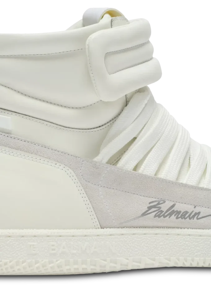 Leather Balmain Swan Mid-Top lace-up trainers