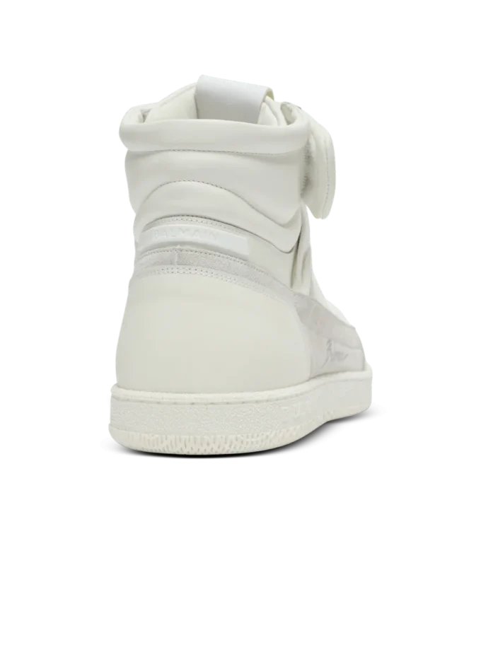 Leather Balmain Swan Mid-Top lace-up trainers