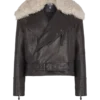 Leather jacket with shearling collar Leather jacket with shearling collar