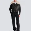 Leather jacket with shearling collar Leather jacket with shearling collar