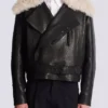 Leather jacket with shearling collar Leather jacket with shearling collar
