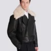 Leather jacket with shearling collar Leather jacket with shearling collar