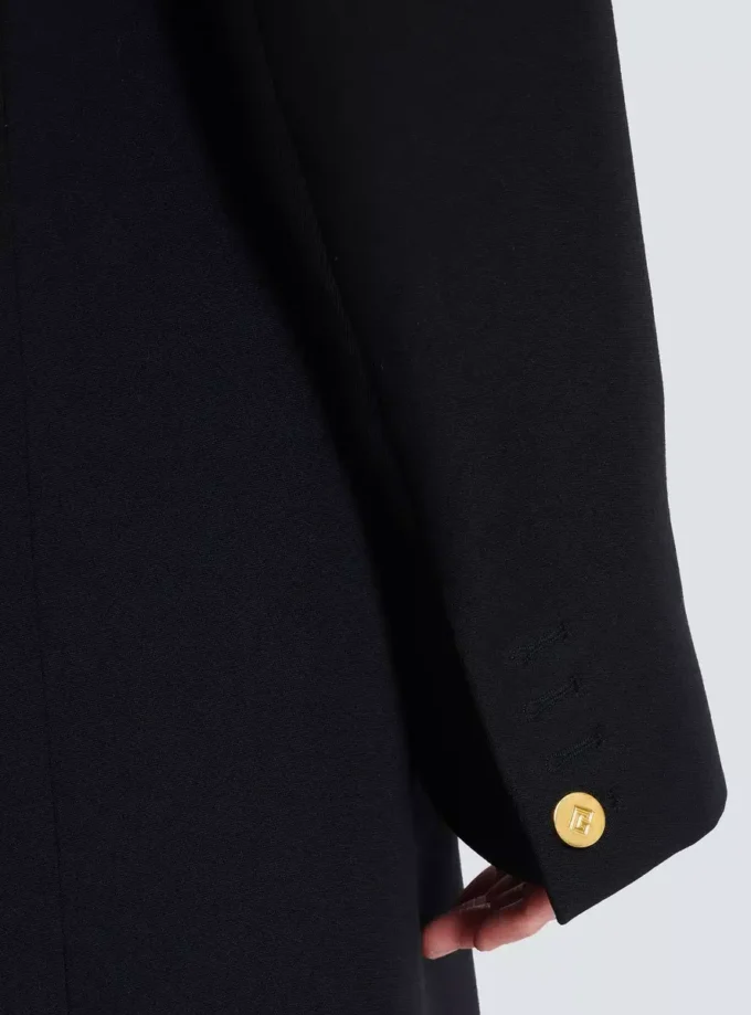 Long coat in grain de poudre wool