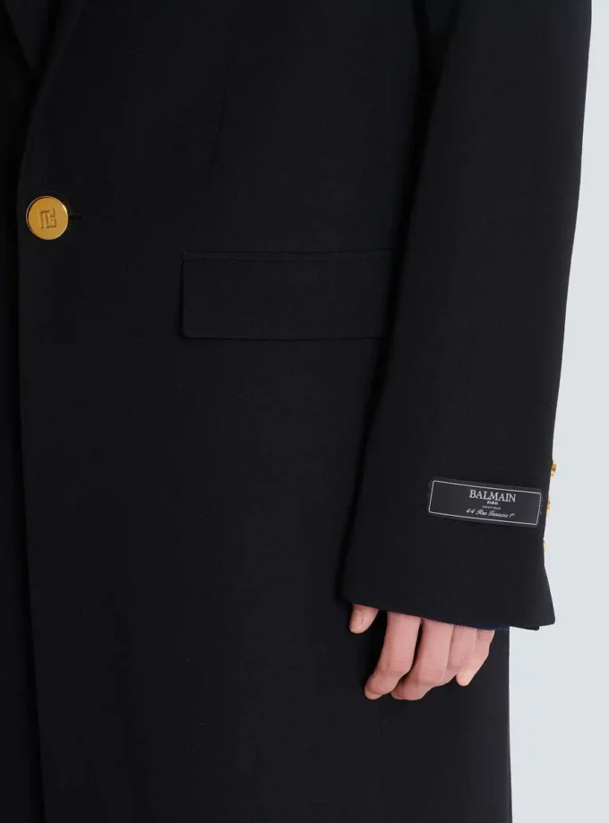 Long coat in grain de poudre wool