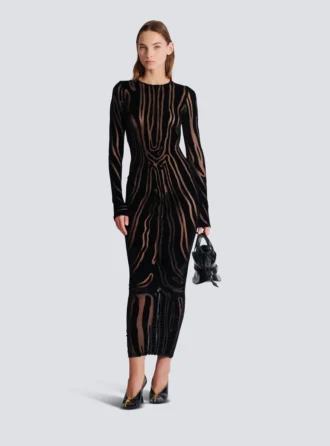 Long zebra-print velvet dress Long zebra-print velvet dress