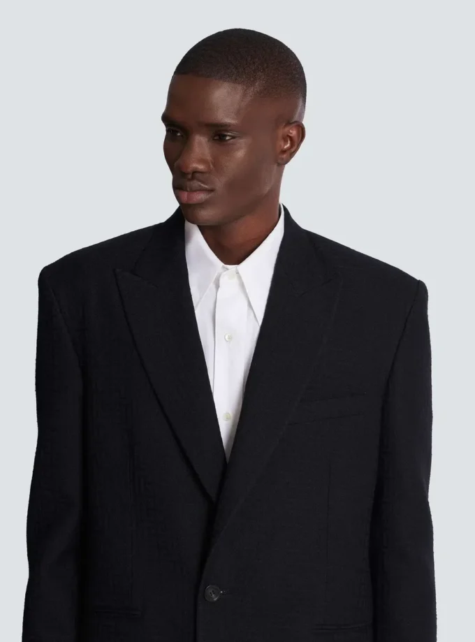 Monogram grain de poudre 1-button jacket