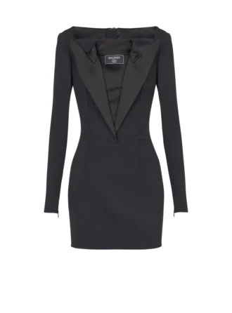 Open neck double-collar tailored mini dress Open neck double-collar tailored mini dress