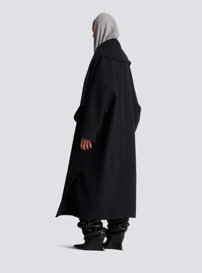 Oversized wool cape coat