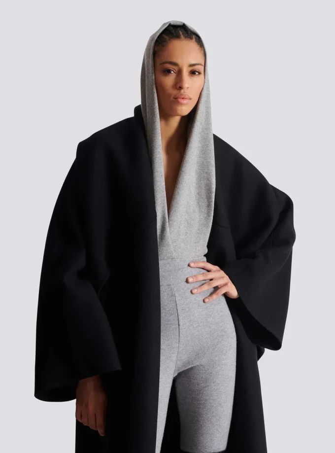 Oversized wool cape coat