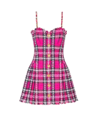 Plaid dress with chain straps Plaid dress with chain straps